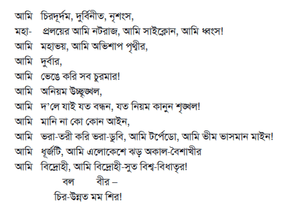 কাজী নজরুলের বিদ্রোহী কবিতা-১