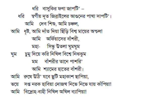 কাজী নজরুলের বিদ্রোহী কবিতা-১